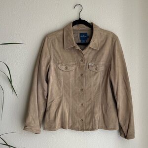 Faconnable 100% calfskin leather/suede jacket w/ buttons & pockets size Large